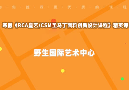 寒假《RCA皇艺/CSM圣马丁面料创新设计课程》精英课